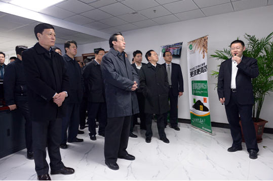 時任河南省省委書記郭庚茂（前排左二）、省長謝伏瞻（前排左一）蒞臨久久99九九精品久久久久蜜桃集團指導工作